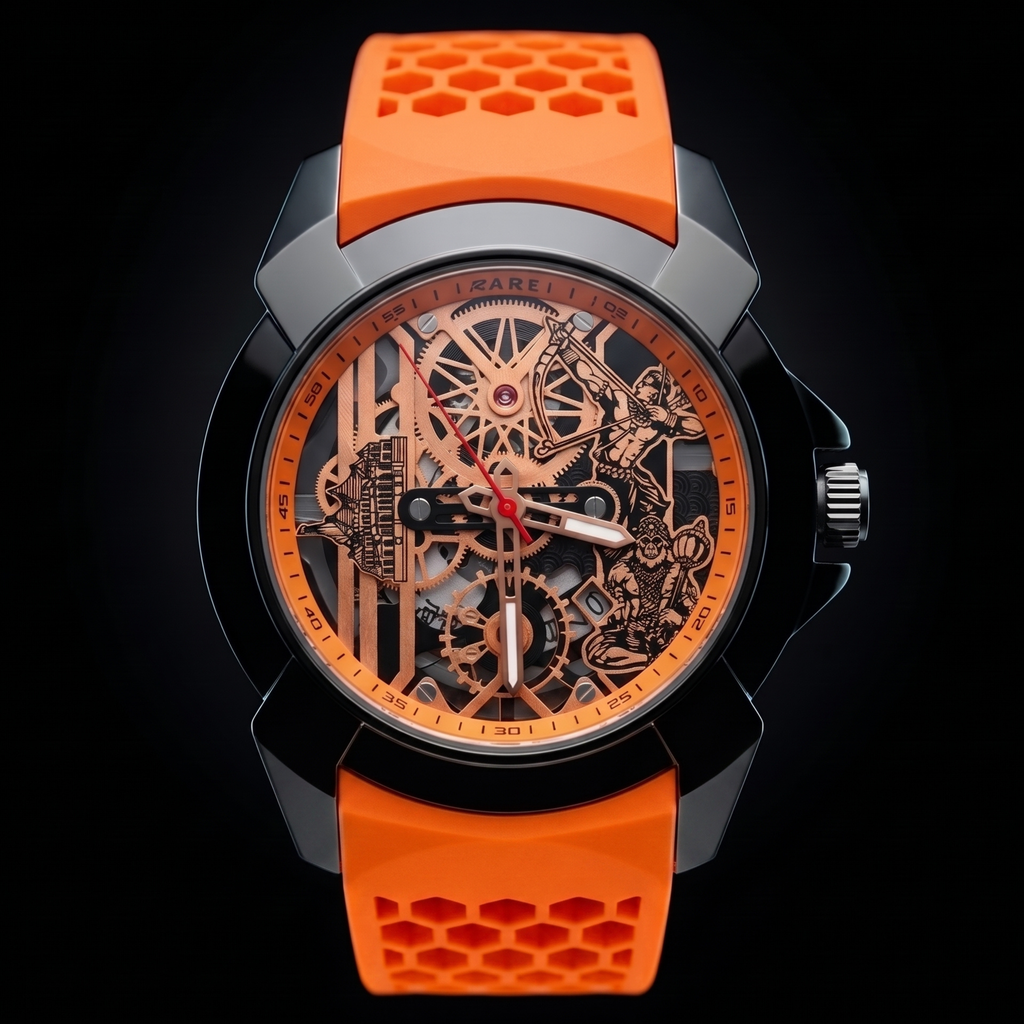 Raghunandan Black With Silicone Orange S