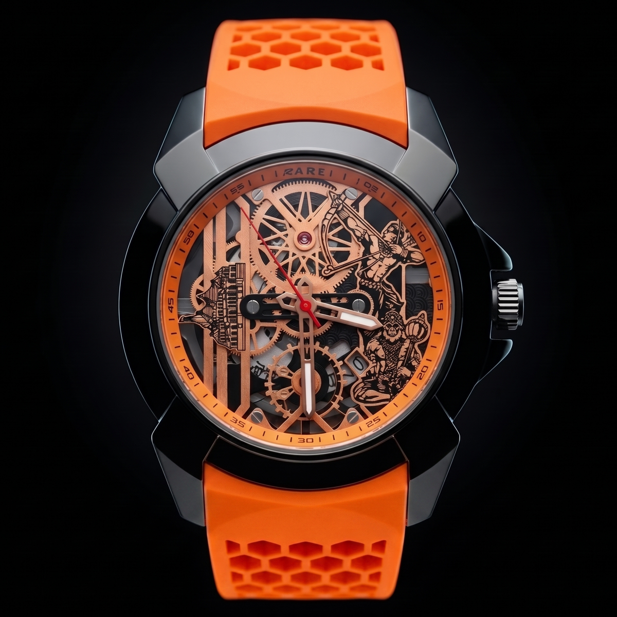 Raghunandan Black With Silicone Orange S