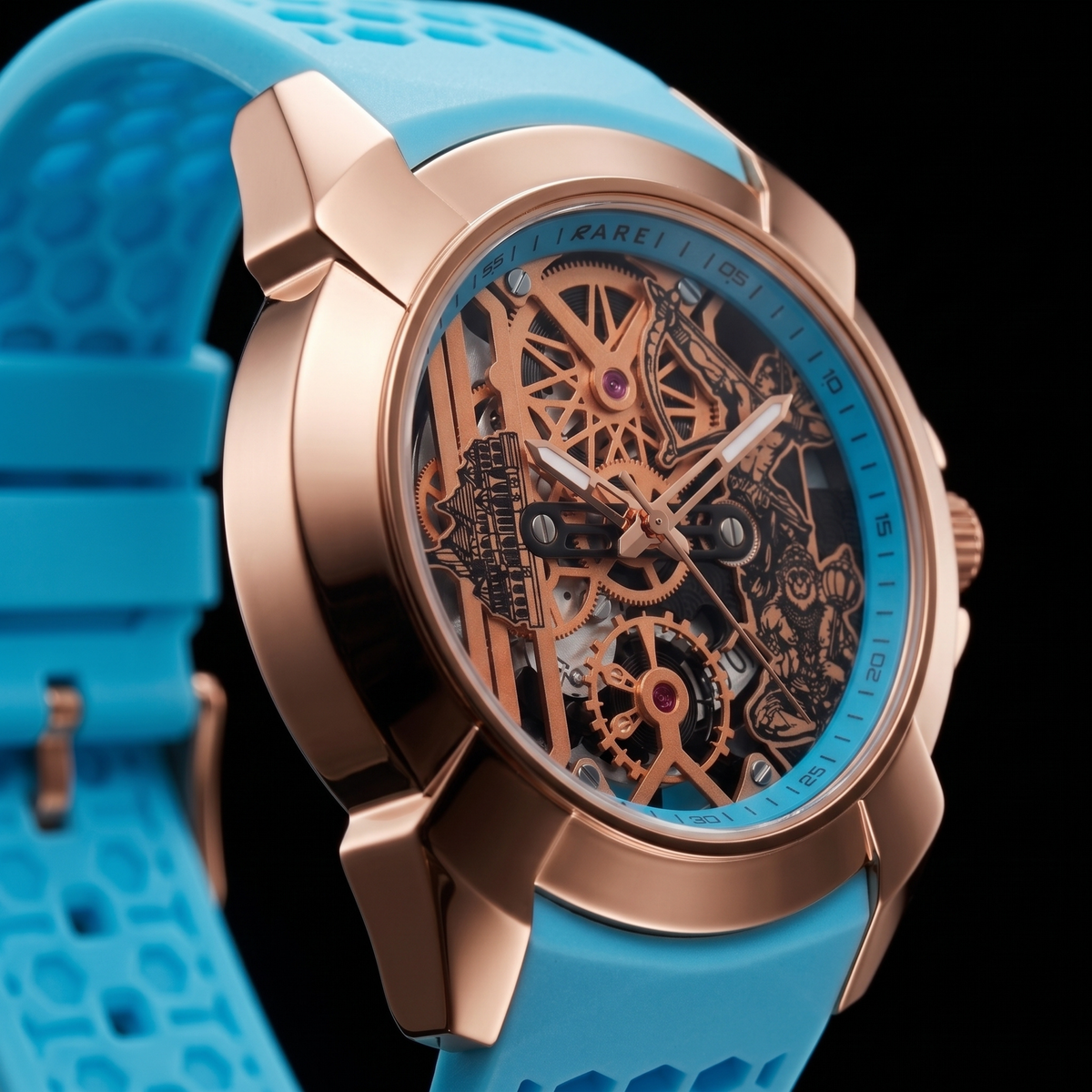 Raghunandan Gold With Silicone Sky Blue S