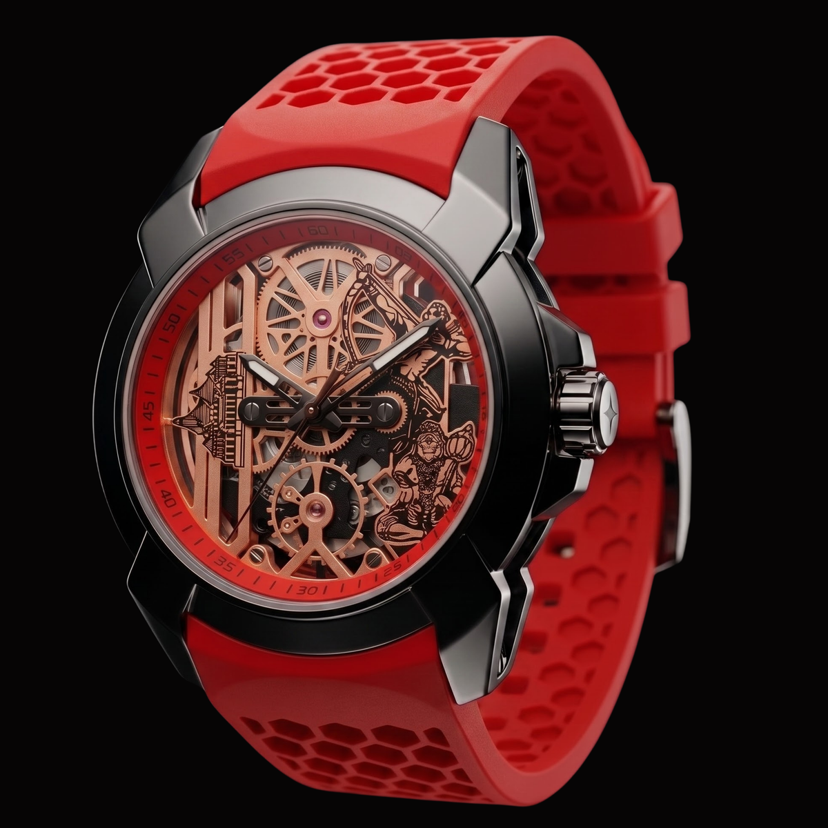 Raghunandan Black With Silicone Red S