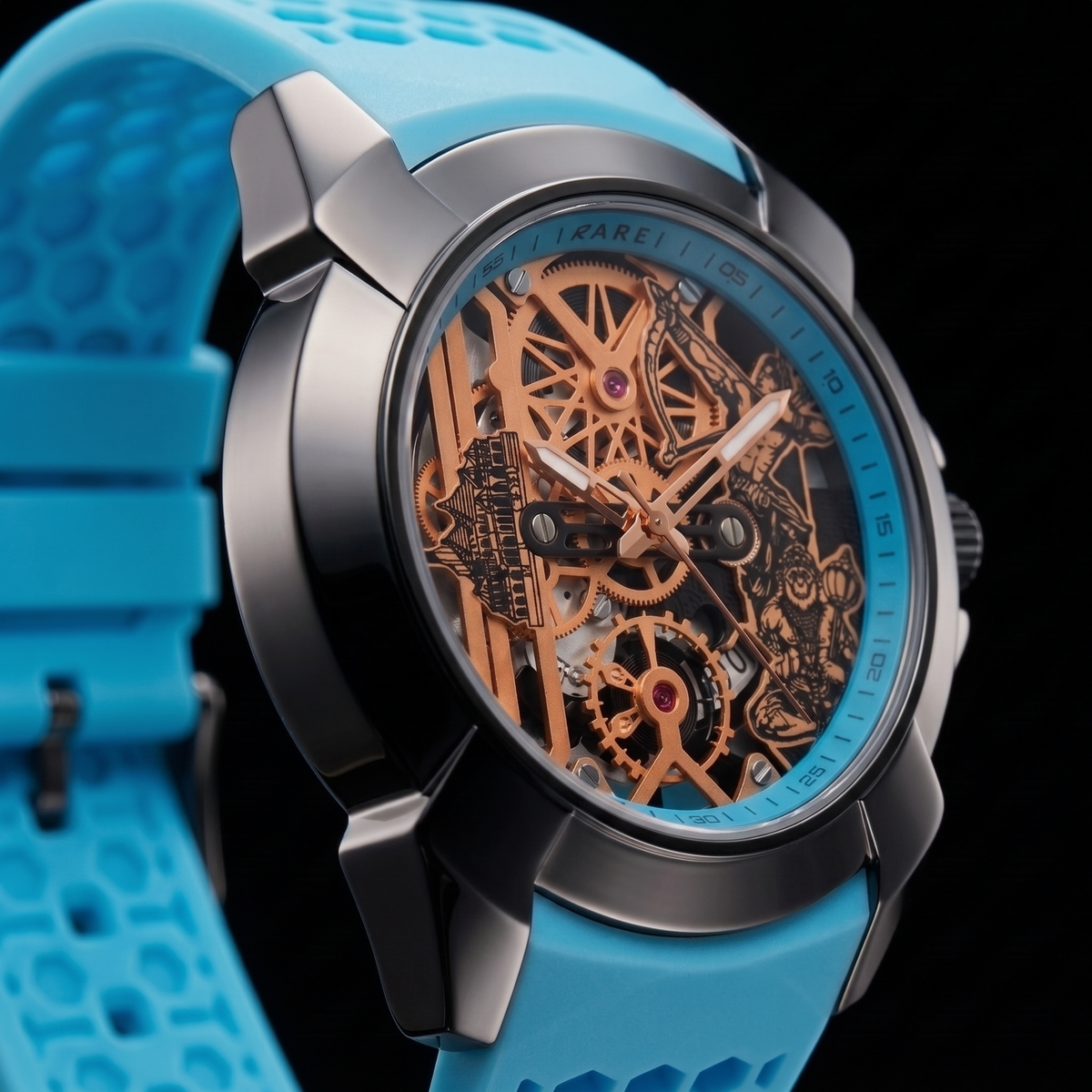 Raghunandan Black With Silicone Sky Blue S