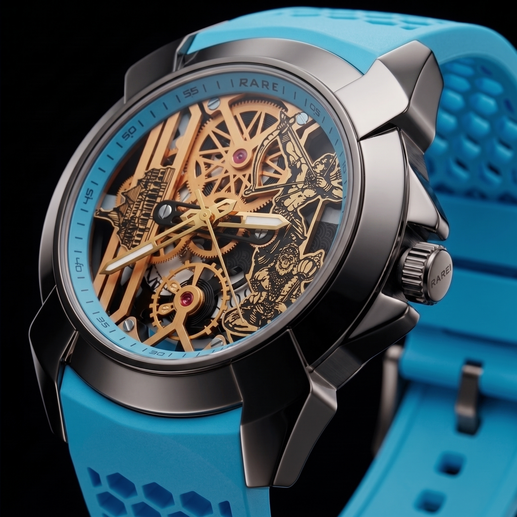 Raghunandan Black With Silicone Sky Blue S