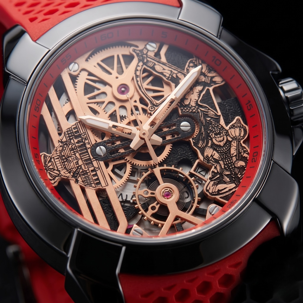 Raghunandan Black With Silicone Red S