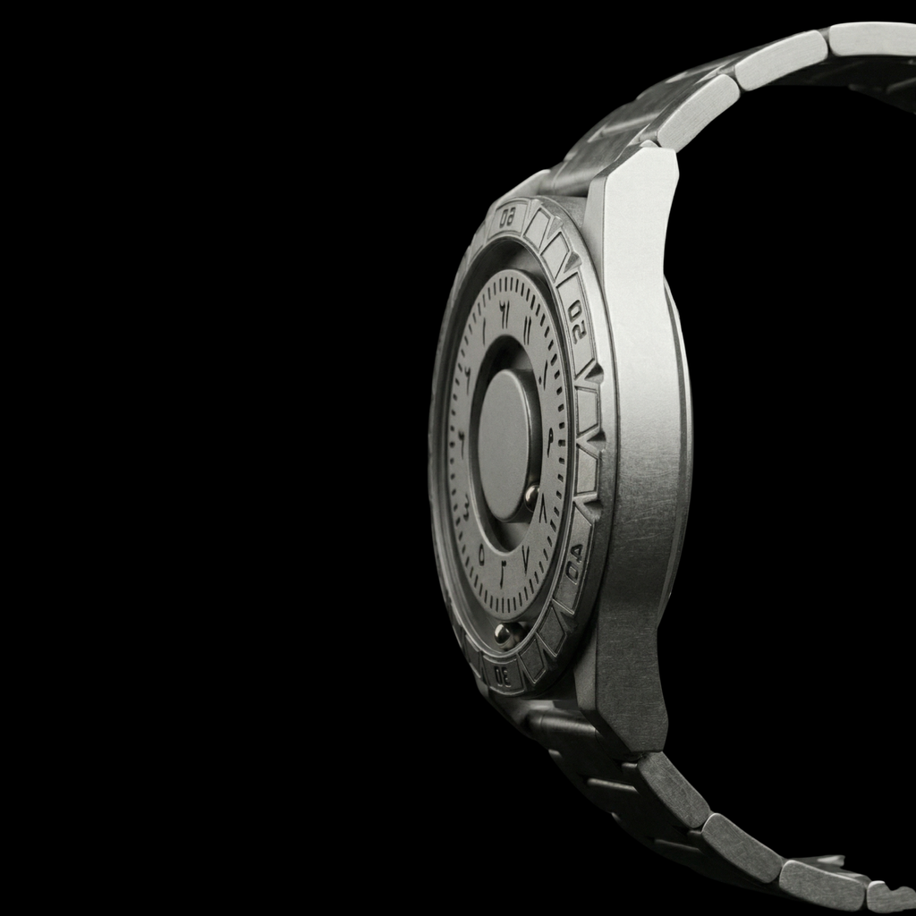 Magneto Metal Arabic Silver Watch classic