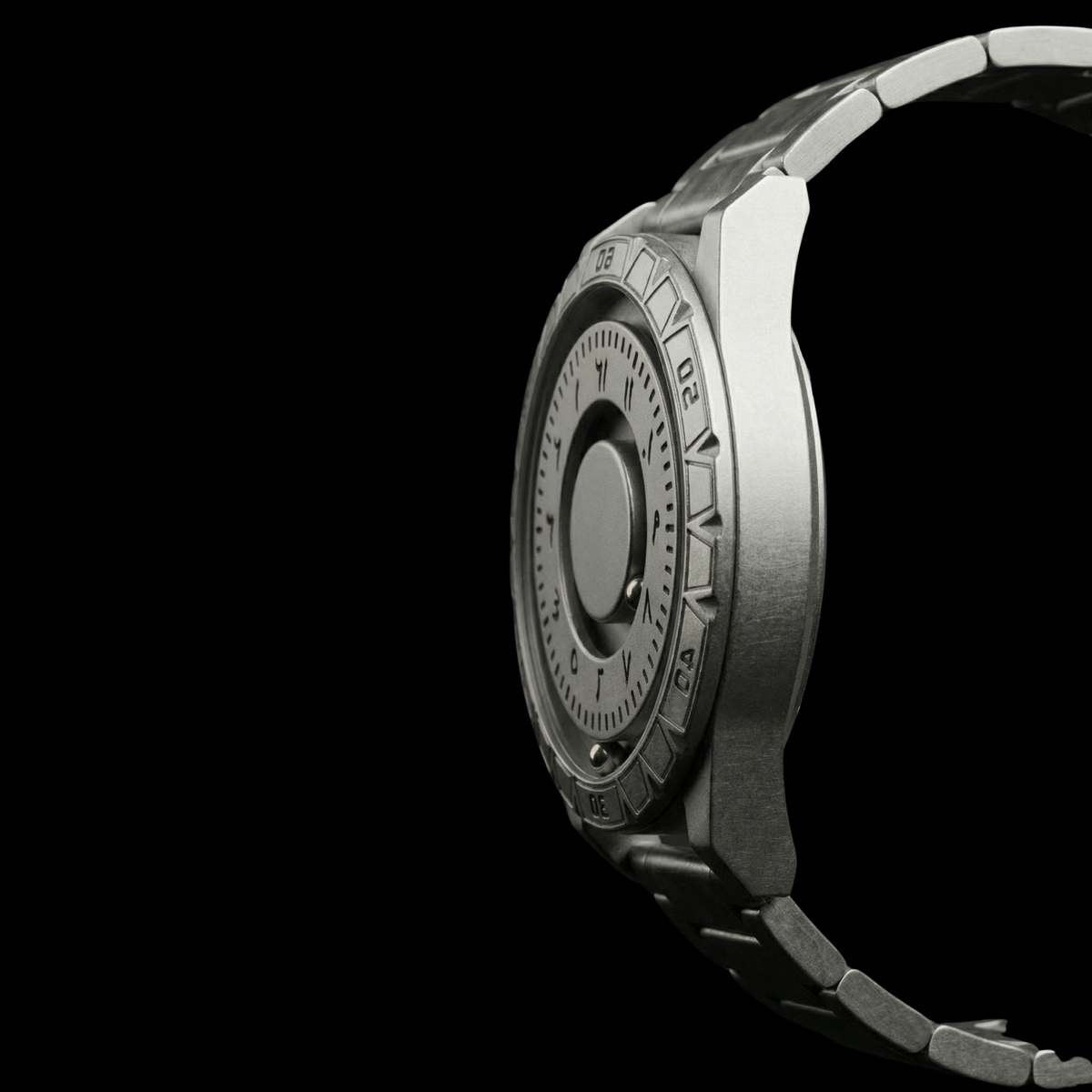 Magneto Metal Arabic Silver Watch classic