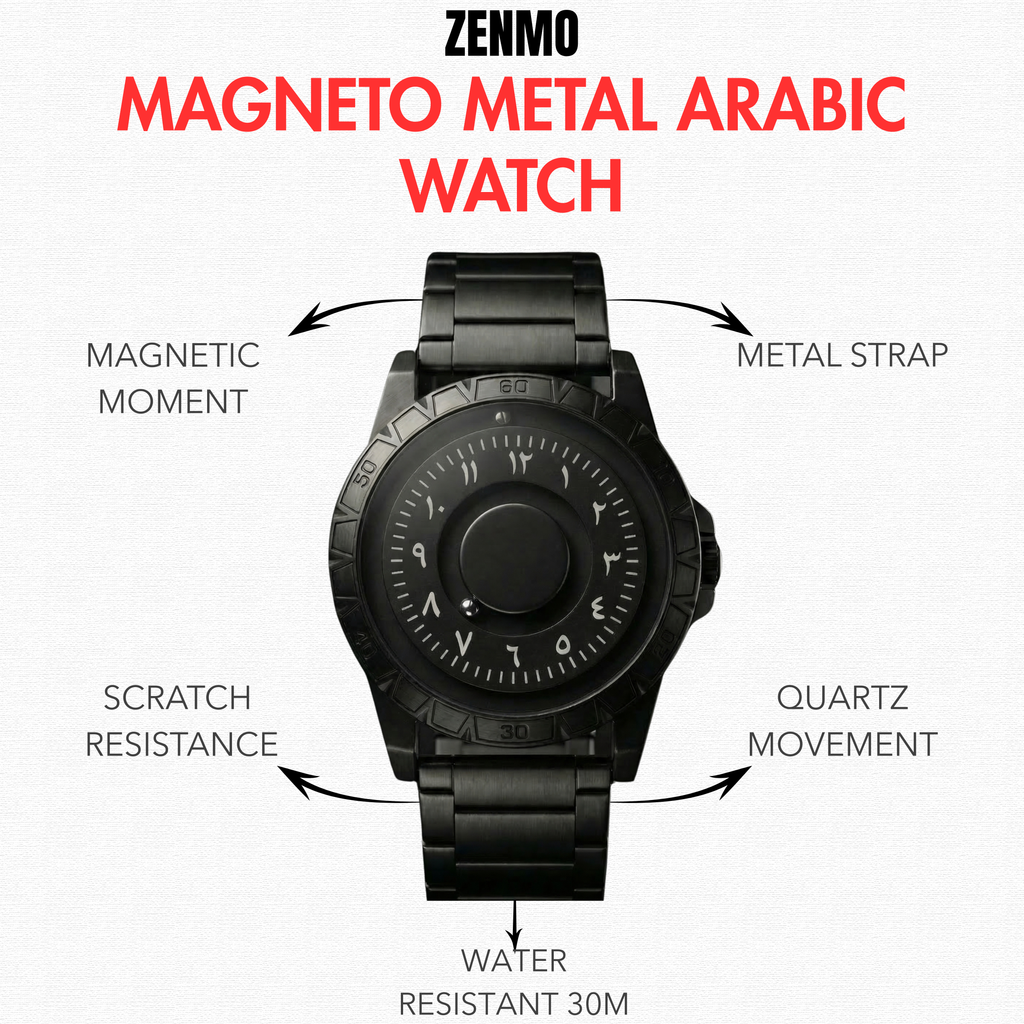 Magneto Metal Arabic Black Watch