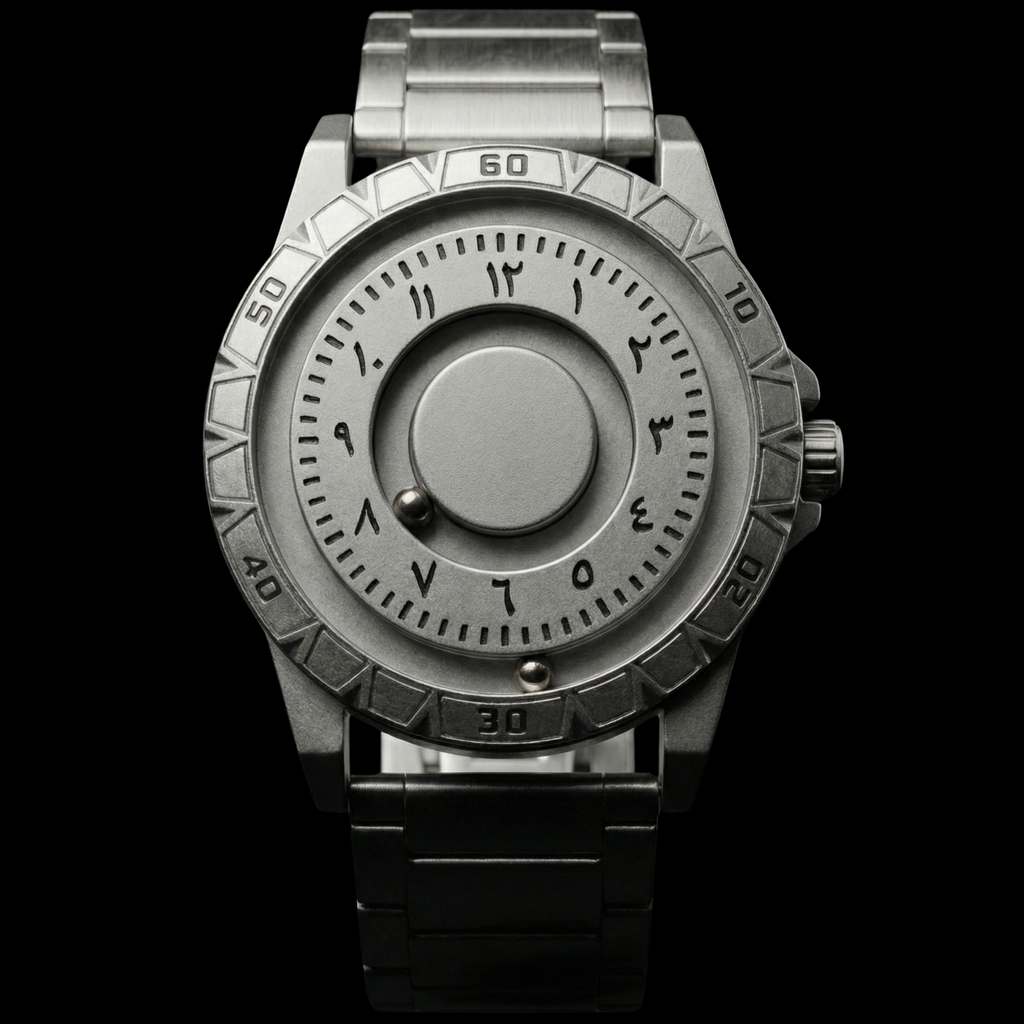 Magneto Metal Arabic Silver Watch classic