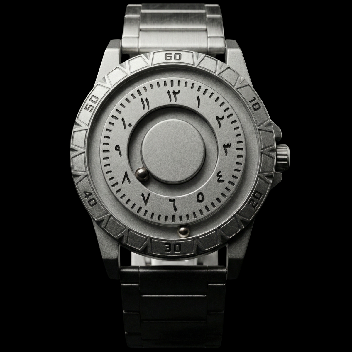 Magneto Metal Arabic Silver Watch classic